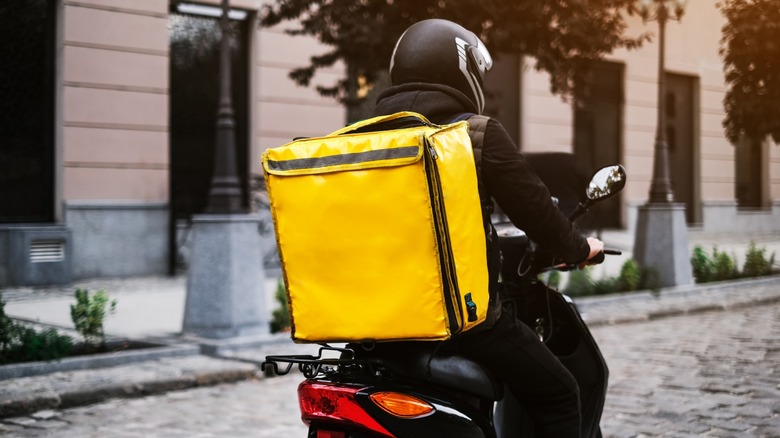 Pizza delivery on scooter