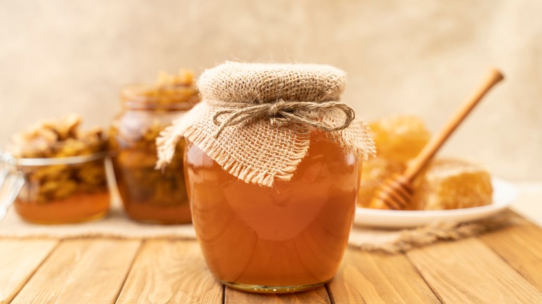 jar of golden honey