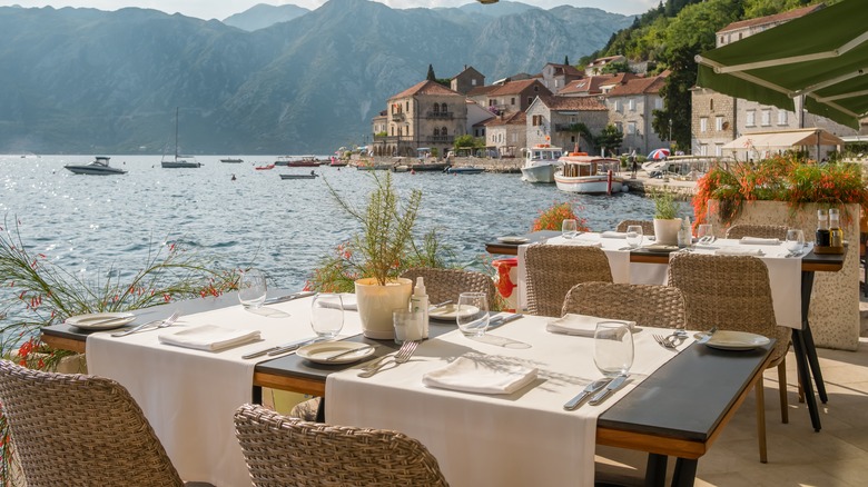 empty restaurant table outdoors