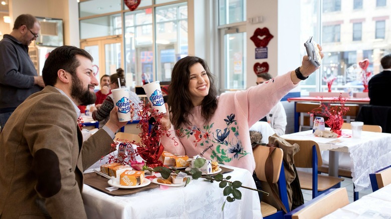 Couple eating at White Castle