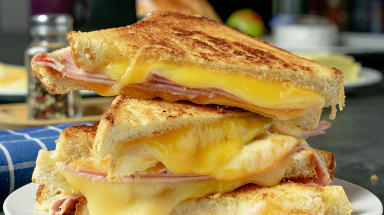 Stack of grilled cheese sandwiches