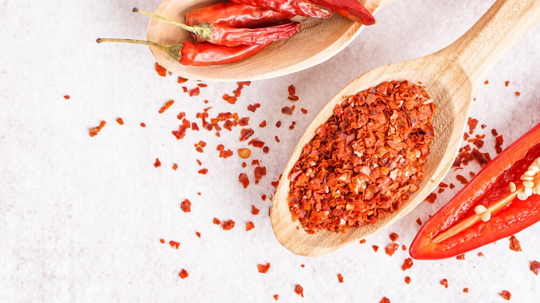 Spoonful of red pepper flakes