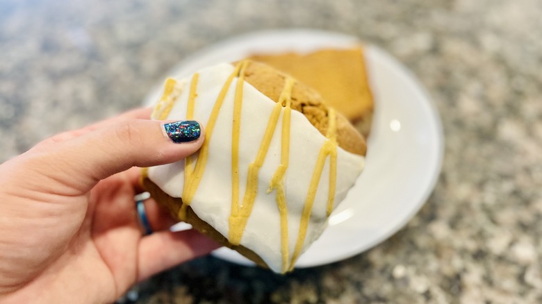 Pumpkin scone with frosting