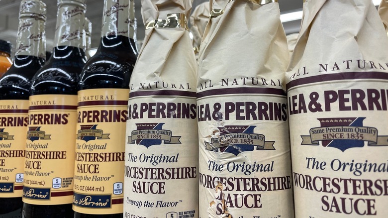 Bottles of Worcestershire sauce