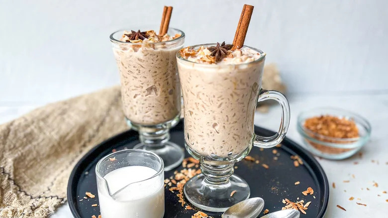 Coconut chai rice pudding glasses