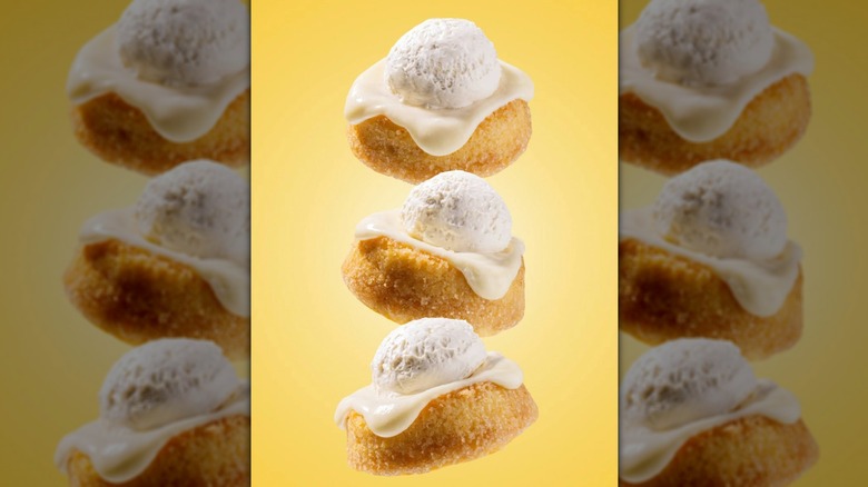 Crumbl butter cakes with yellow background