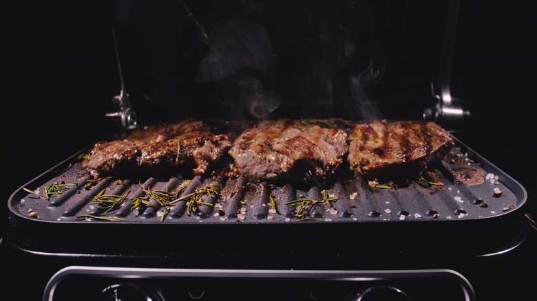 Steak cooking in oven
