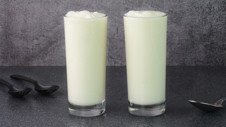 Tall glasses with buttermilk