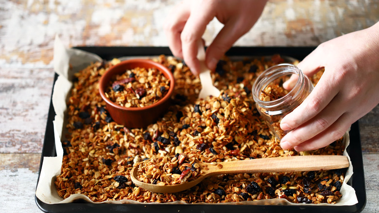 Fruity granola on sheet pan