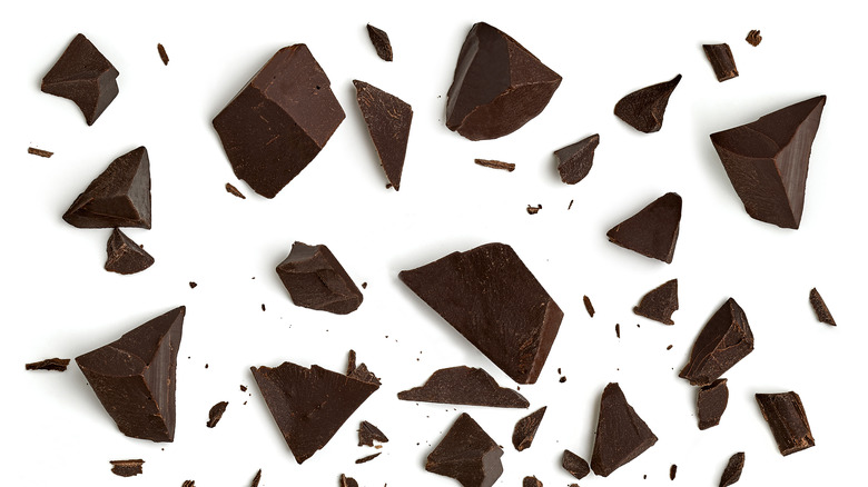 Cracked chocolate pieces