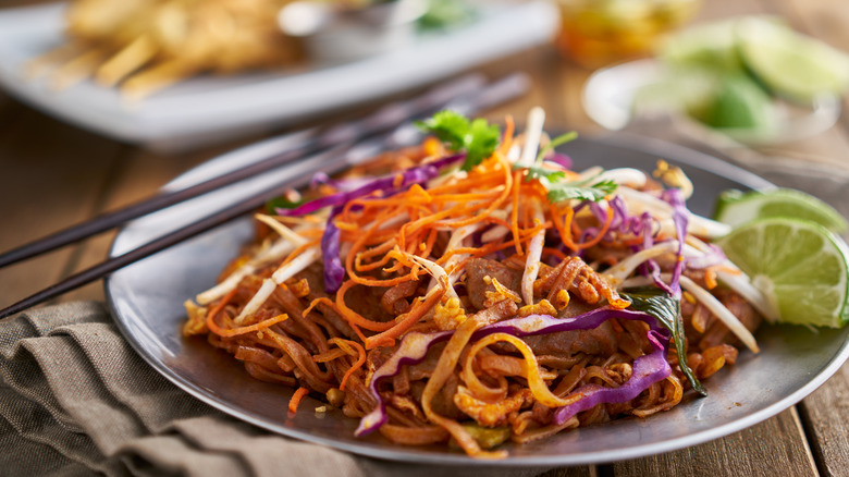 Plate of vegetable Pad Thai