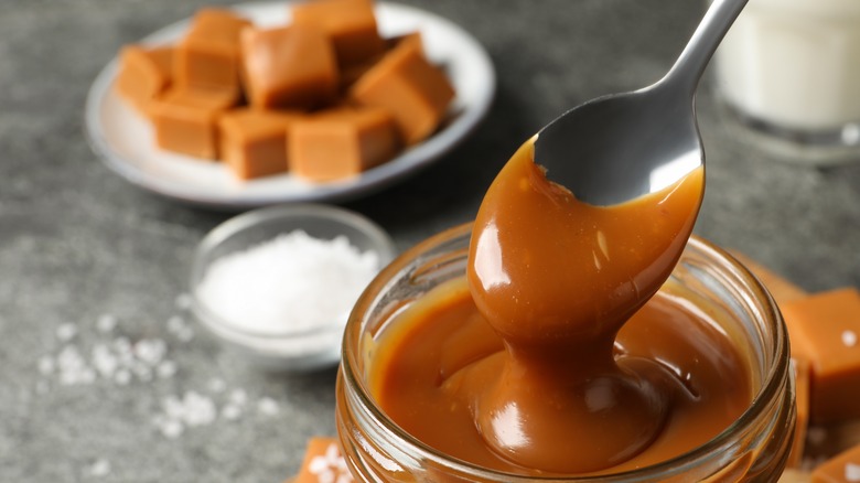 Caramel sauce in jar