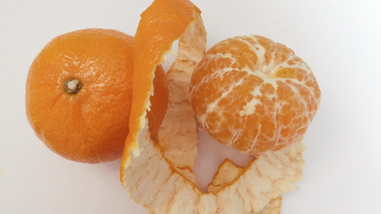 Mandarin peel on white