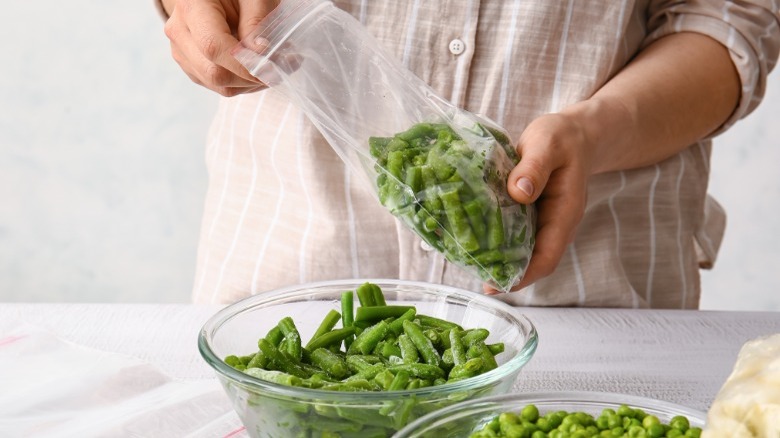 A bag of frozen green beans