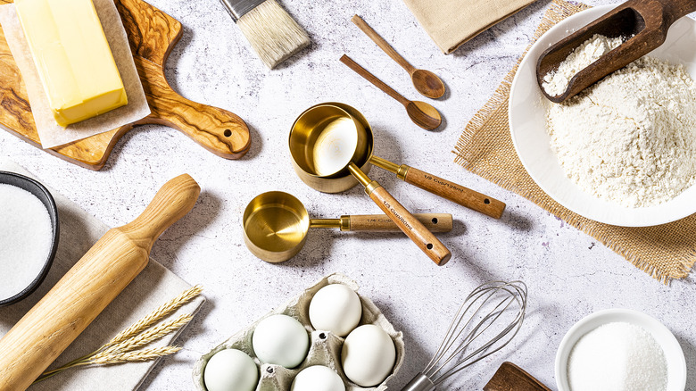 Baking ingredients on countertop