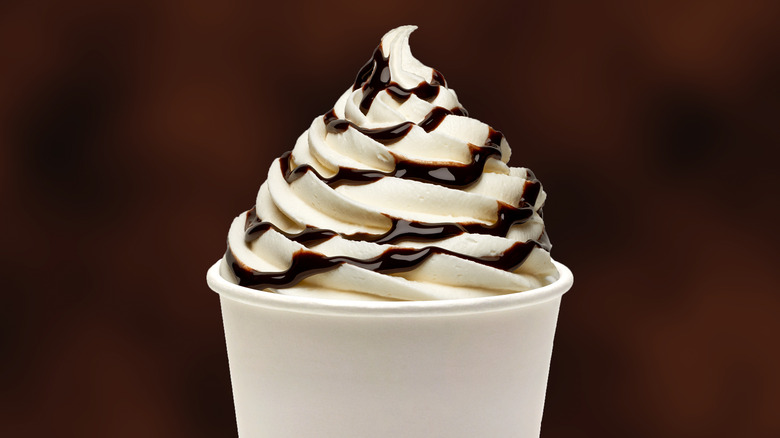 Frozen custard with chocolate sauce