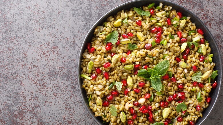 Freekeh salad with pomegranate