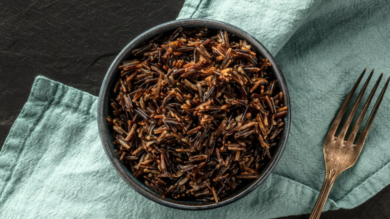 Bowl of black wild rice 