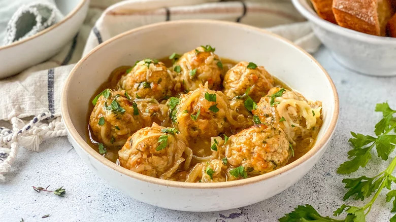 French Onion Chicken Meatballs