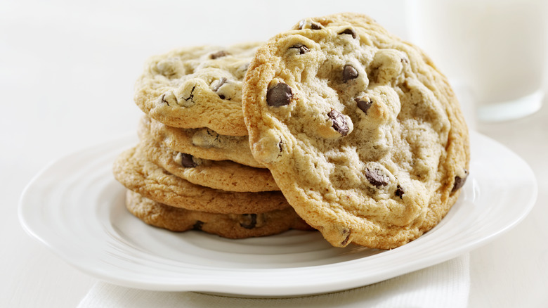 Chocolate chip cookies on plate