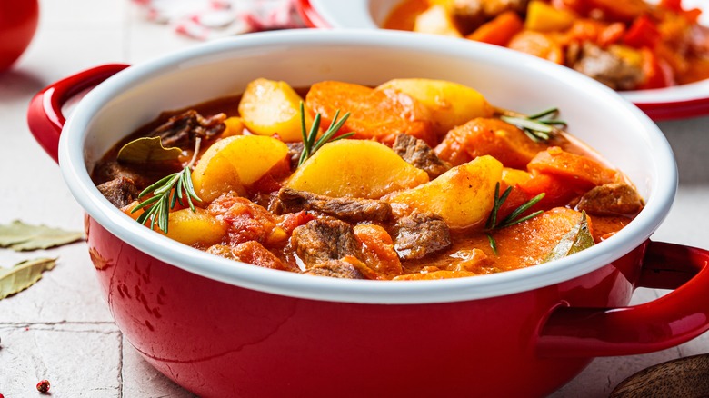 Beef stew in a pot