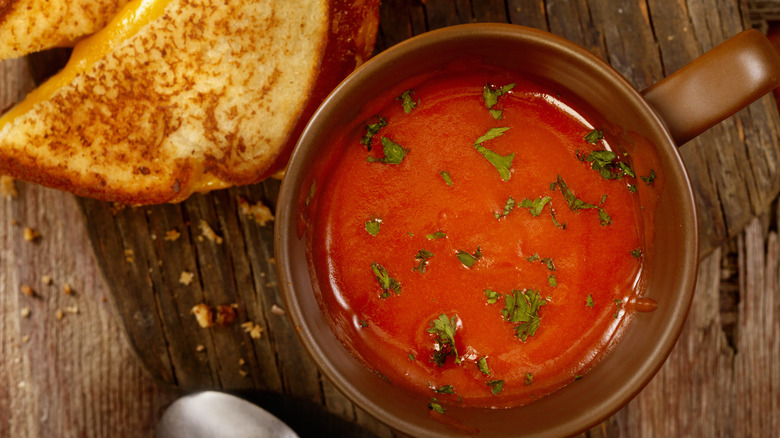 Tomato soup and grilled cheese