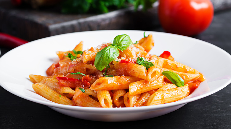 Penne arrabiata in a bowl