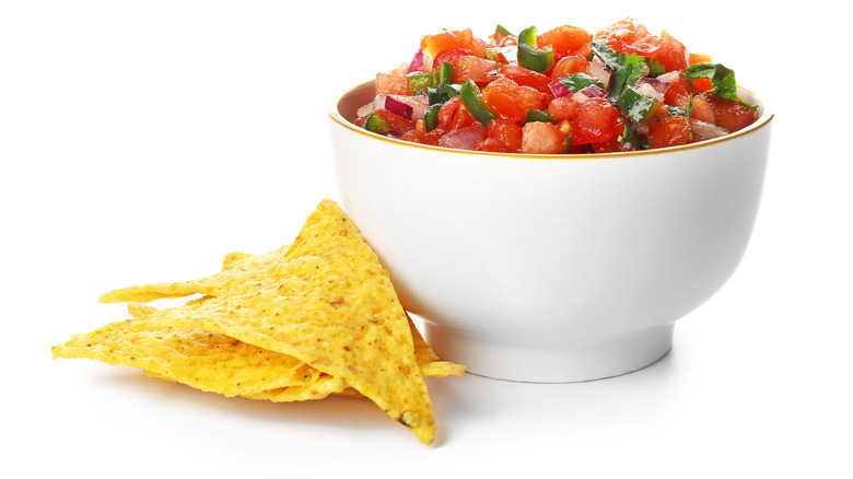 Tortilla chips with salsa dip