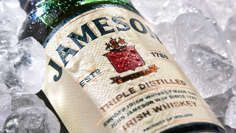 Jameson Whiskey bottle on ice