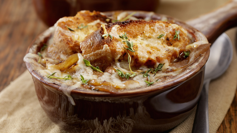 Bowl of French onion soup