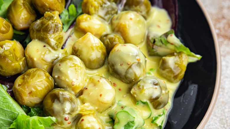 Brussels sprouts with mustard sauce
