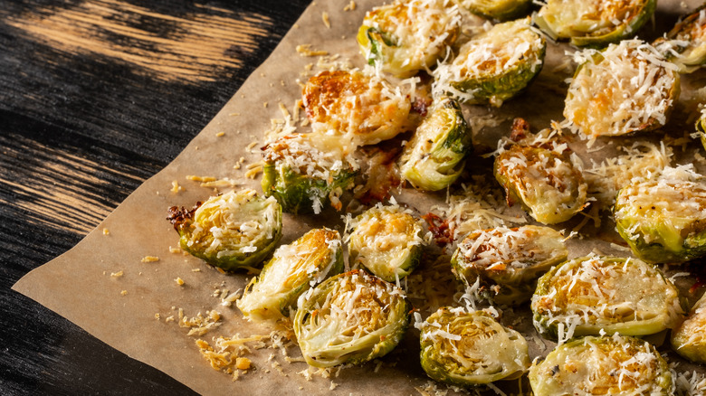 Brussels sprouts covered in cheese