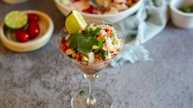 crab ceviche in a glass