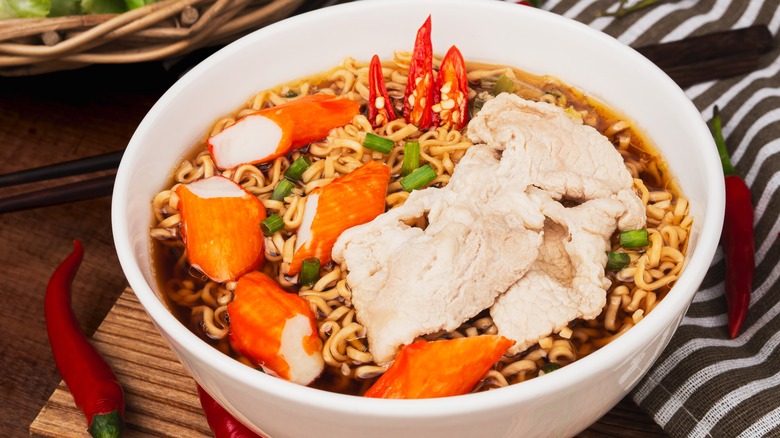 ramen with imitation crab and pork