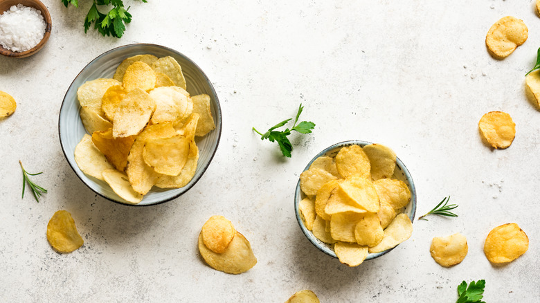 Potato chips in bowls