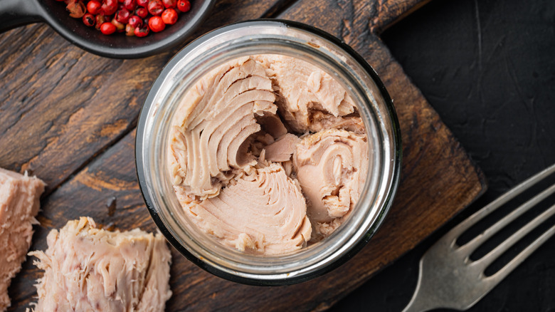 Tuna in glass jar