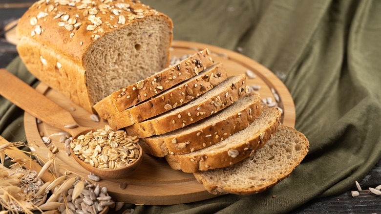 Rustic bread sliced with oatmeal 