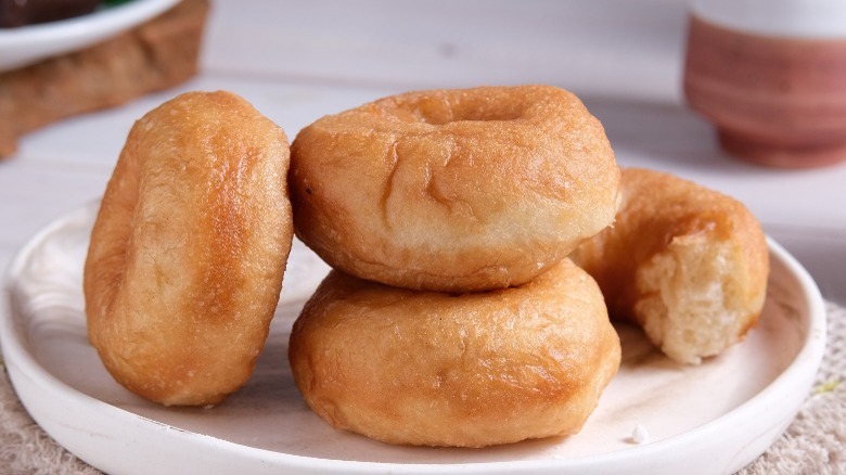 A plate of potato donuts