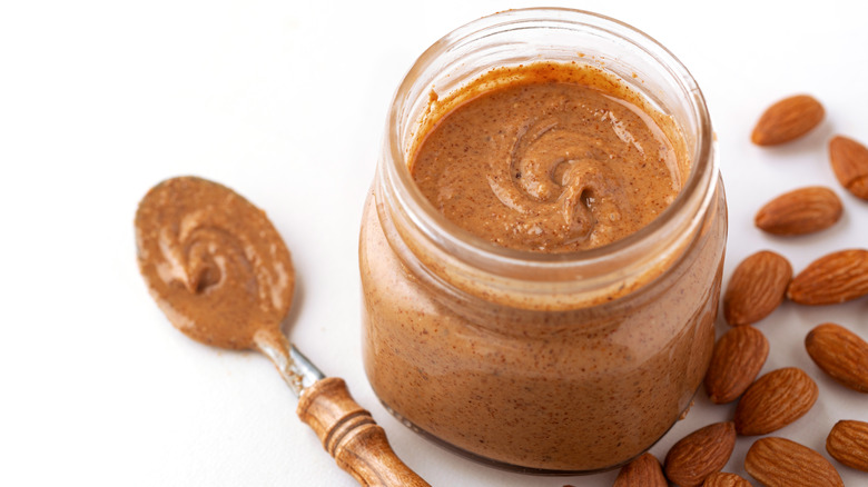 Almond butter in jar