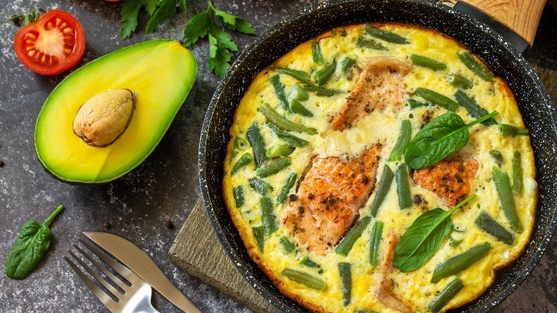 Salmon with eggs and avocado