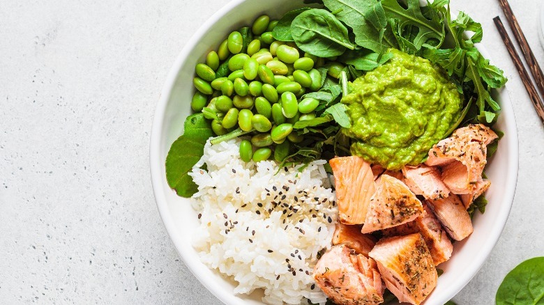 Salmon rice bowl