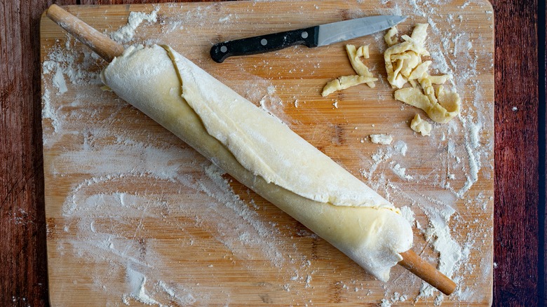 dough scraps on cutting board