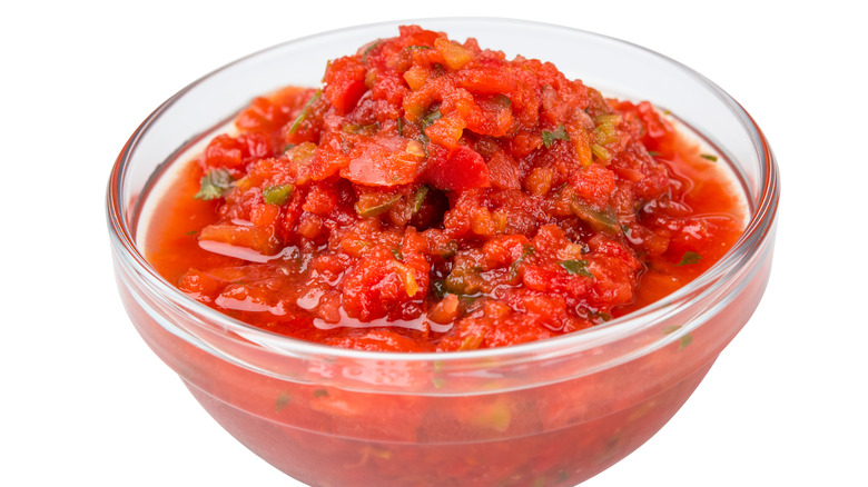 Salsa in clear bowl