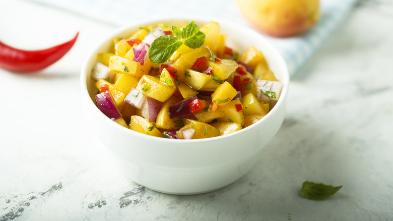 Apricot salsa in bowl