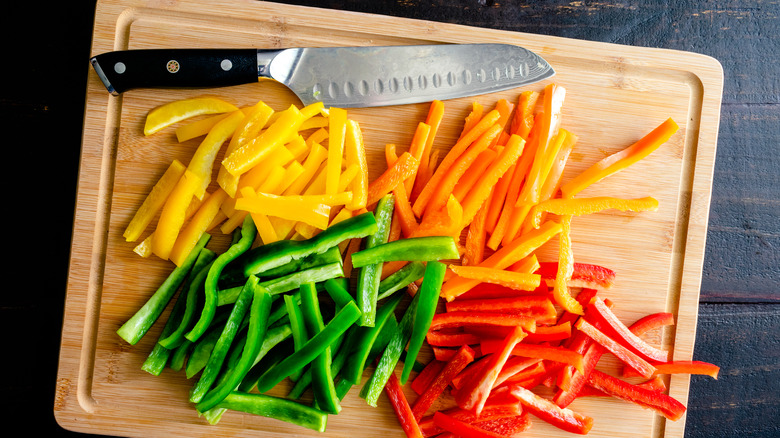 Peppers on cutting board