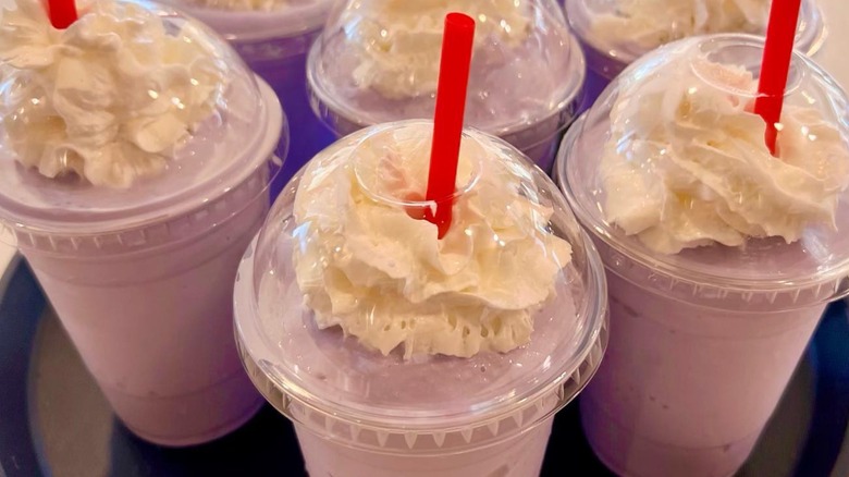 Several purple Ube shakes