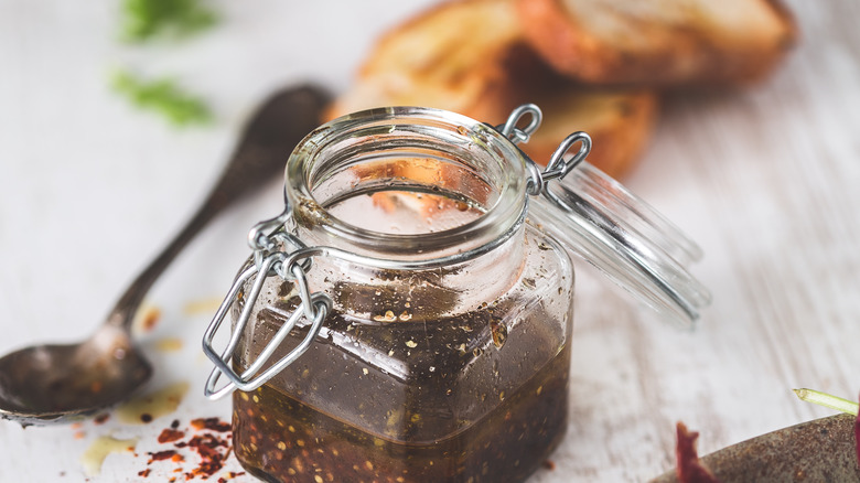 Balsamic vinaigrette in jar 