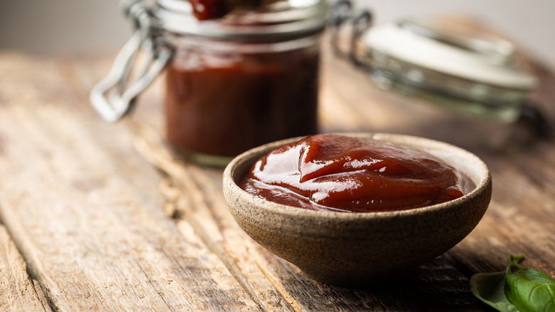 Barbecue sauce in dish 