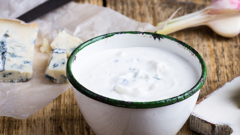 Blue cheese dressing in bowl