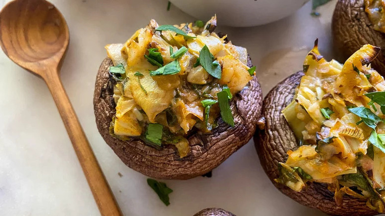 Stuffed Mushrooms and a spoon